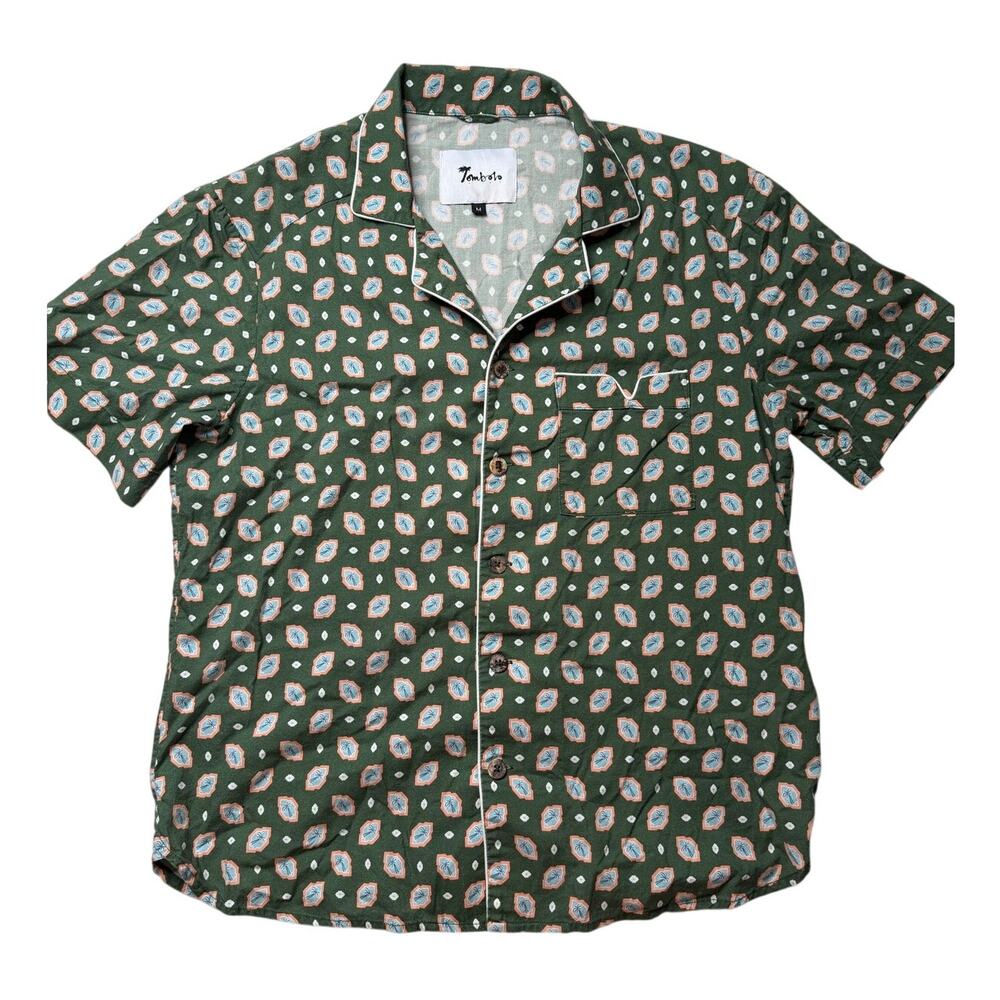 Tombolo Palm Mosaic Short Sleeve Button Up Shirt Medium Men's